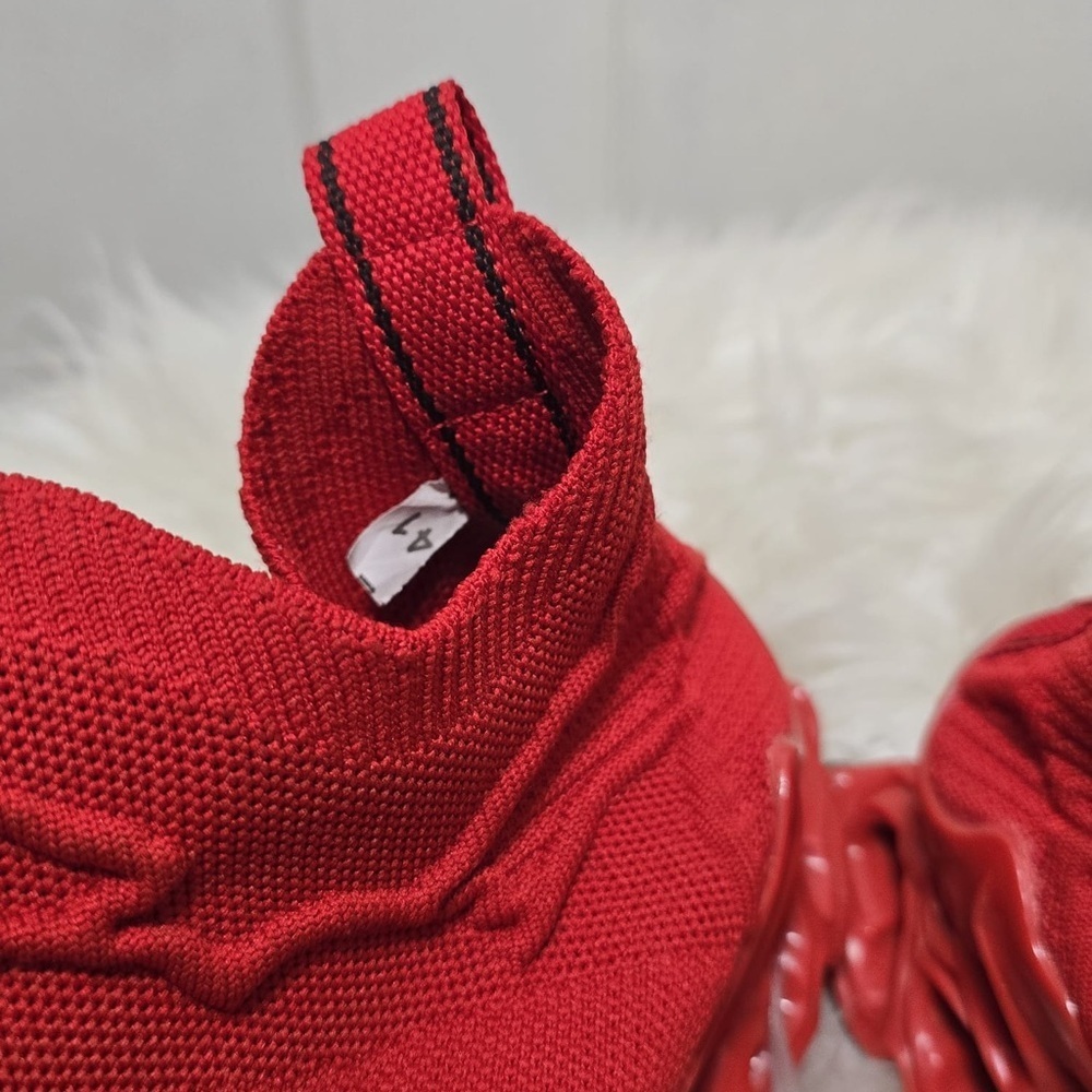 High Fashion Bold Red Knit High-Top Unisex Sneakers🌴✌️ - Picture 8 of 10
